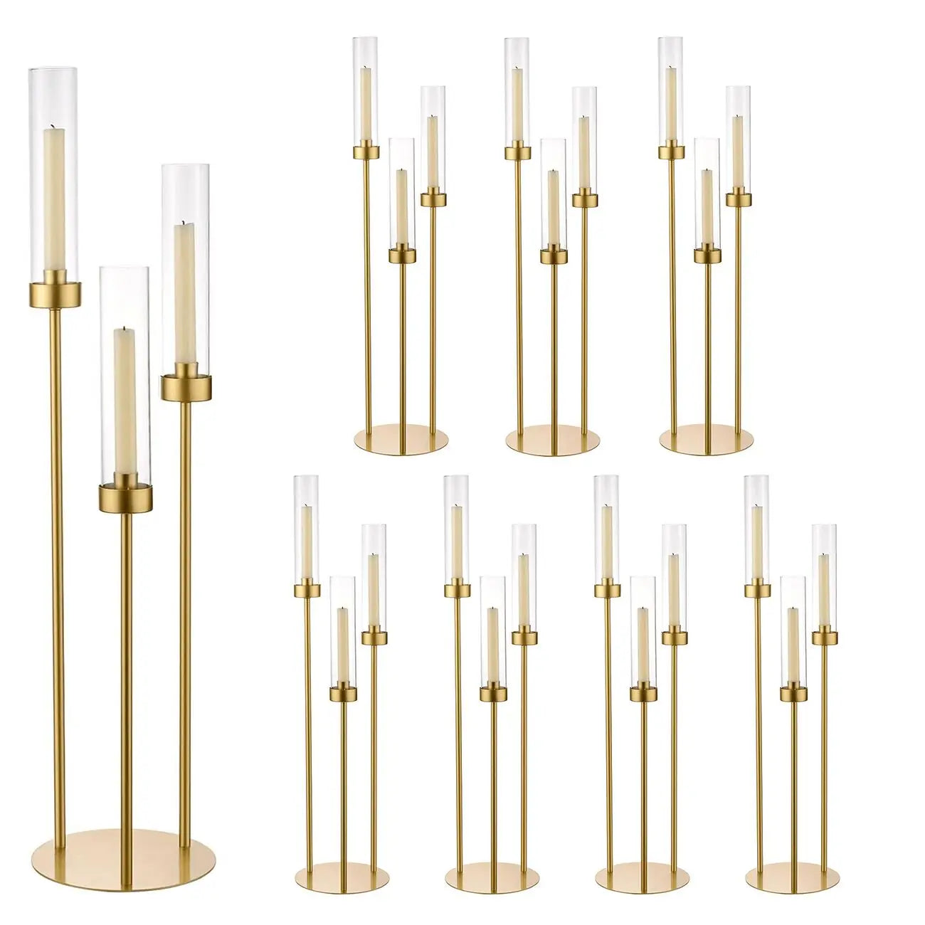 Gold 3-Arm Candelabra Set - Elegant Centerpieces for Weddings, Events & Home Décor