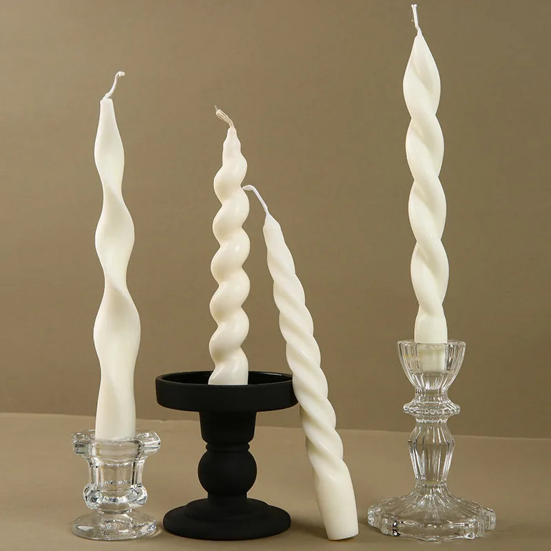 French Retro Spiral Scented Candle – Elegant Long Pole Candle
