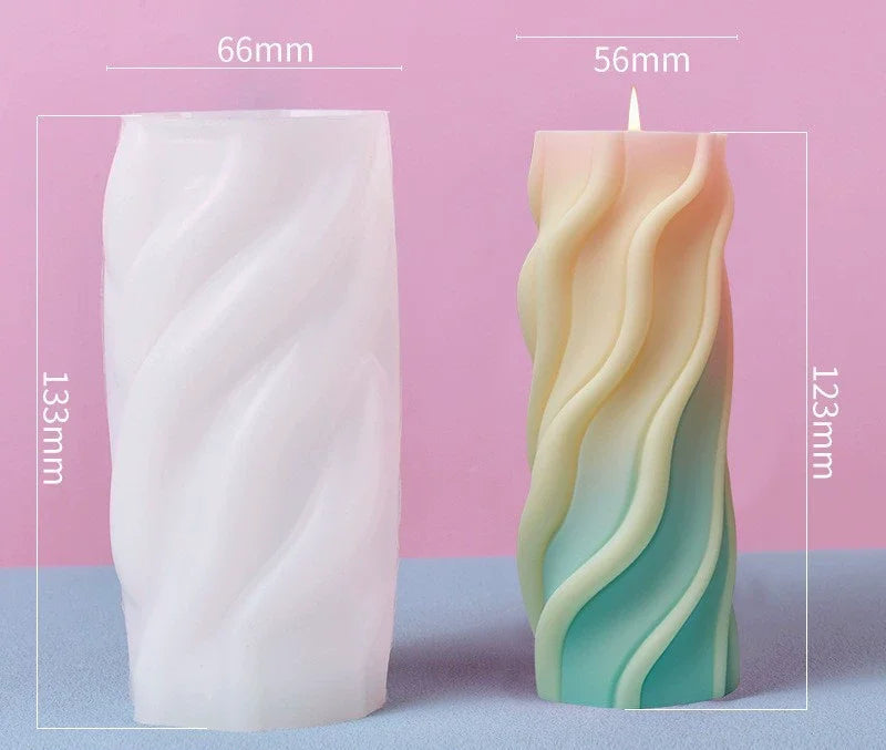 Twisted Wave Silicone Candle Mold – Spiral Geometric Column