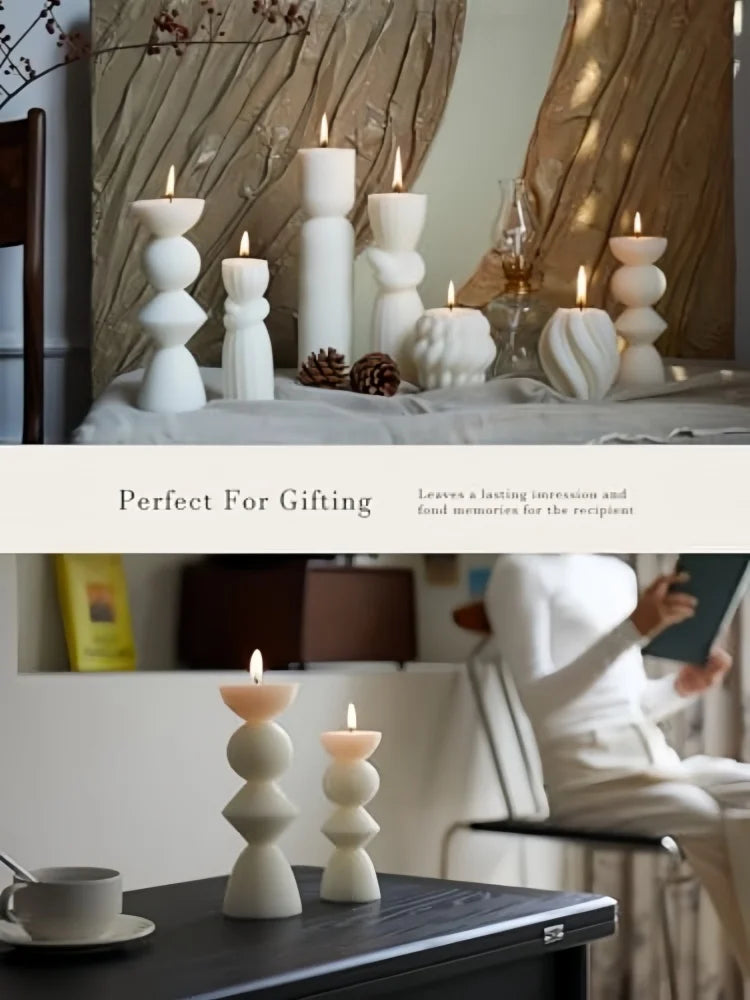 Ribbed Pillar Soy Wax Candle – Elegant Aromatherapy Accent