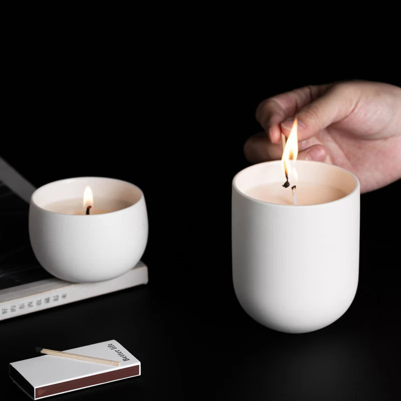 Minimalist Ceramic Candle Cup - Modern Home Accent
