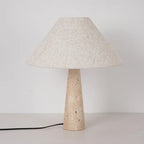 Travertine and Linen Table Lamp - Soft Nordic Light