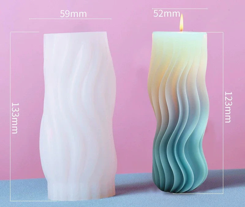 Twisted Wave Silicone Candle Mold – Spiral Geometric Column