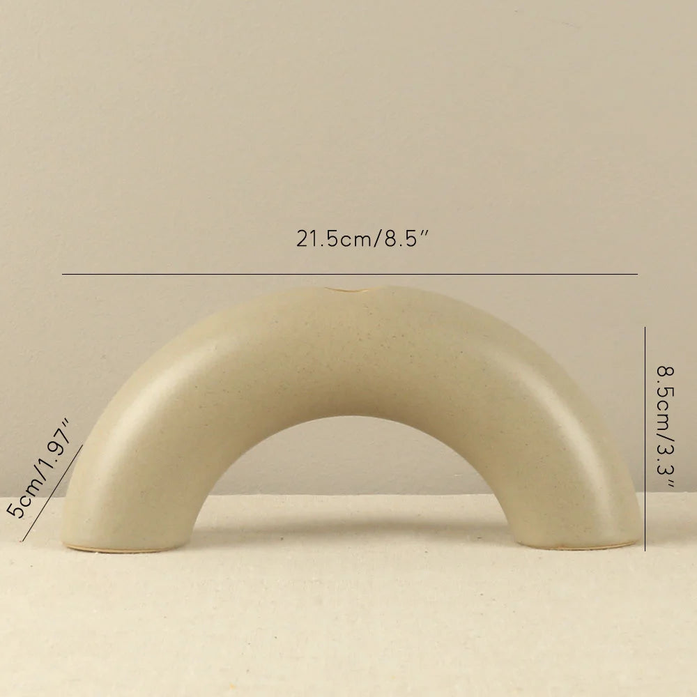 Nordic Geometric Arch Ceramic Candle Holder - Minimalist Pillar Stand