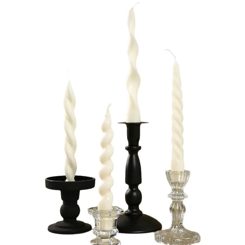 French Retro Spiral Scented Candle – Elegant Long Pole Candle