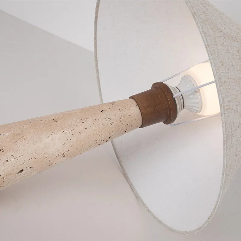 Travertine and Linen Table Lamp - Soft Nordic Light