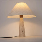 Travertine and Linen Table Lamp - Soft Nordic Light