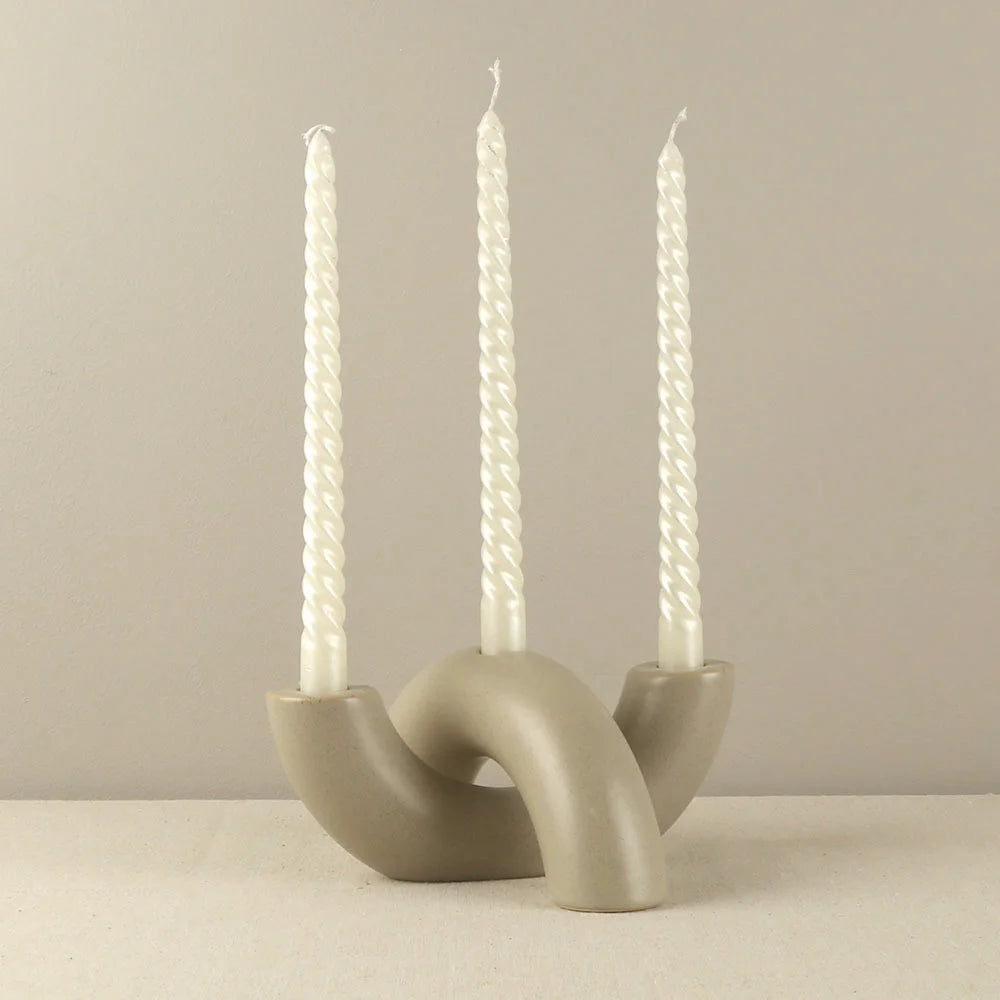 Nordic Geometric Arch Ceramic Candle Holder - Minimalist Pillar Stand