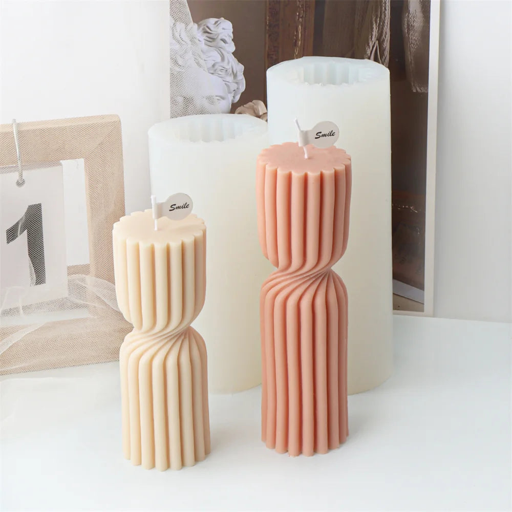 Spiral Cylinder Candle Mold – Artistic Silicone Candle Casting Tool