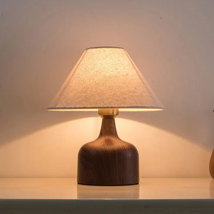 Japanese Wood-Grain Fabric Bedside Lamp