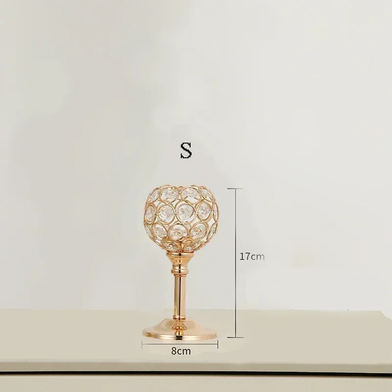 Vintage Crystal Gold Tealight Candle Holder - Elegant Decorative Candle Stand for Home & Events