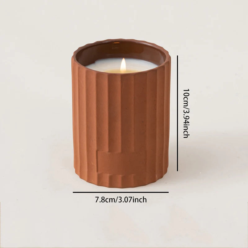 Fired Retro Ceramic Candle Jar - Minimalist Cylindrical Container for Home Décor