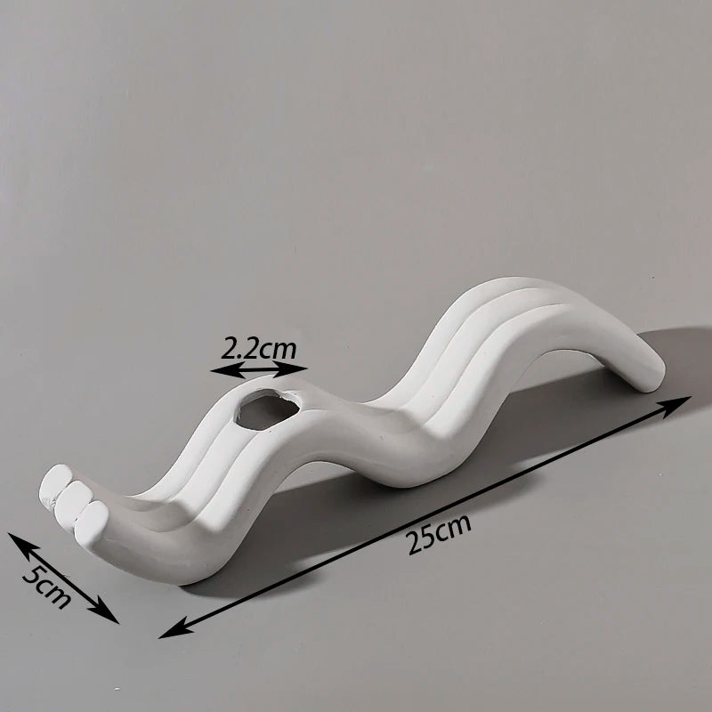 Nordic Wave Pattern Ceramic Candle Holder - Unique Decorative Stand for Cozy Home Ambiance