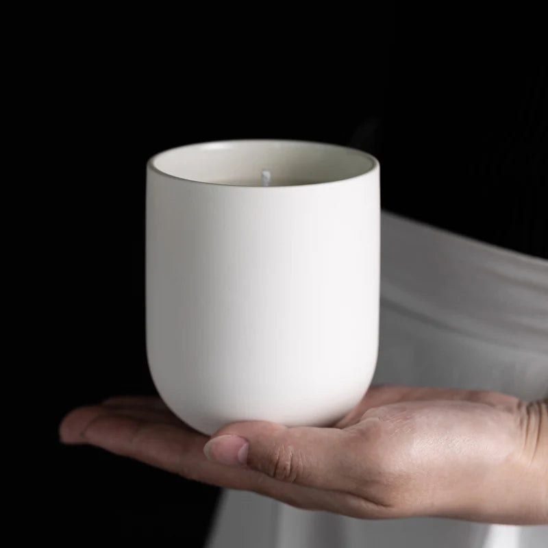 Minimalist Ceramic Candle Cup - Modern Home Accent