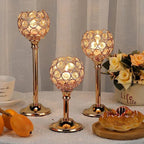 Vintage Crystal Gold Tealight Candle Holder - Elegant Decorative Candle Stand for Home & Events
