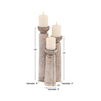 Mango Wood & Iron Candle Holder Set - Rustic Elegant Home Centerpieces (Set of 3)