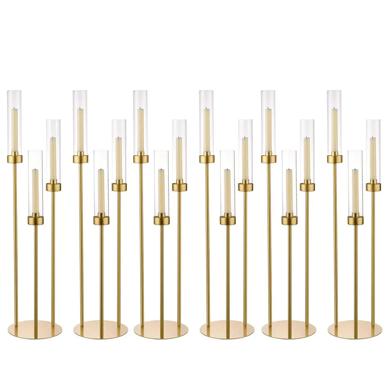 Gold 3-Arm Candelabra Set - Elegant Centerpieces for Weddings, Events & Home Décor