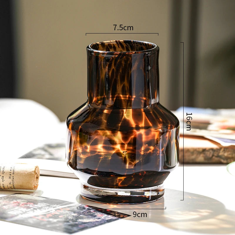Amber Leopard Glass Vase