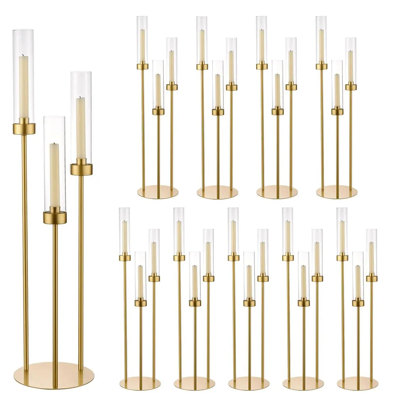 Gold 3-Arm Candelabra Set - Elegant Centerpieces for Weddings, Events & Home Décor