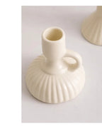 Modern Cream Ceramic Candlestick - Luxury Decorative Accent for Living Spaces
