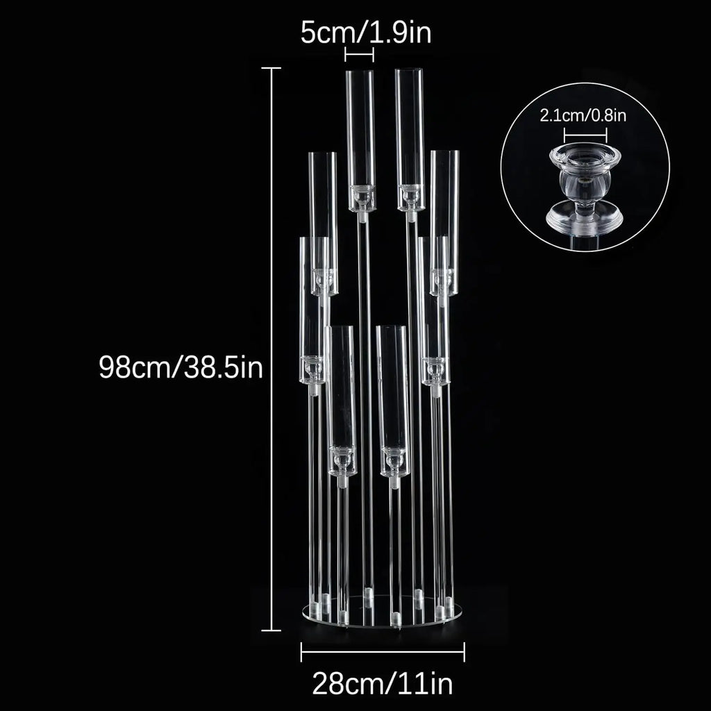 Tall Clear Acrylic Candle Holders - Wedding and Party Centerpiece Set (10 pcs)