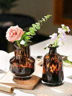 Amber Leopard Glass Vase