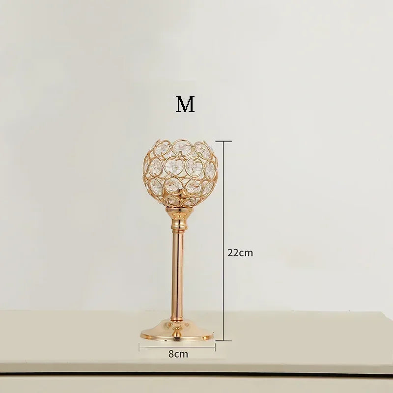 Vintage Crystal Gold Tealight Candle Holder - Elegant Decorative Candle Stand for Home & Events