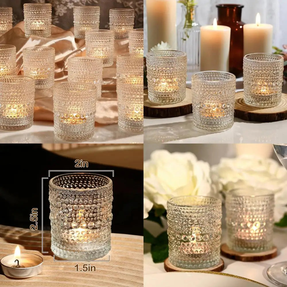 Set of 36 Clear Glass Votive Candle Holders - Tealight Holders for Weddings and Home