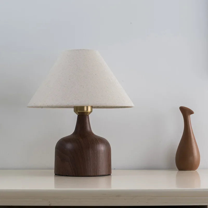 Japanese Wood-Grain Fabric Bedside Lamp