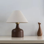 Japanese Wood-Grain Fabric Bedside Lamp