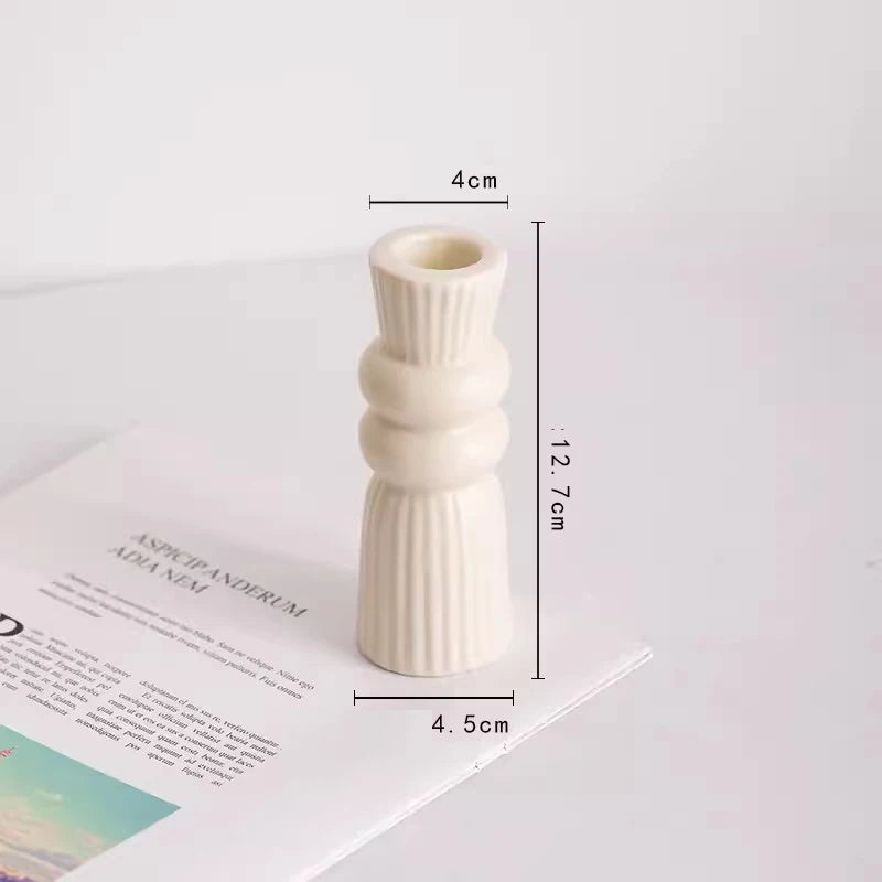 Modern Cream Ceramic Candlestick - Luxury Decorative Accent for Living Spaces