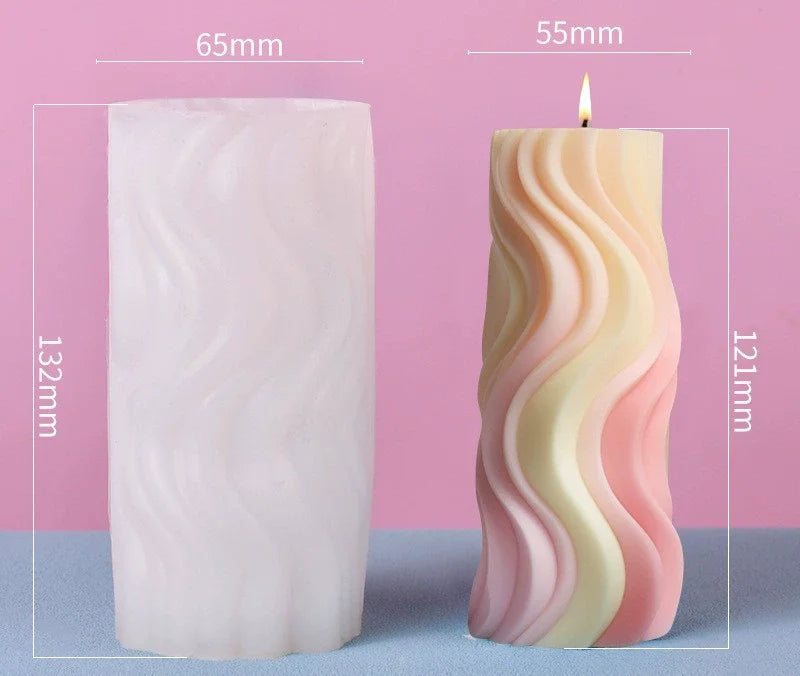 Twisted Wave Silicone Candle Mold – Spiral Geometric Column