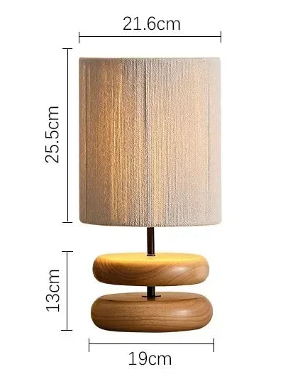 Japanese Walnut Wood Table Lamp - Soft Fabric Shade for Calm, Balanced Interiors