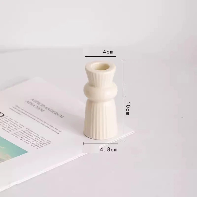 Modern Cream Ceramic Candlestick - Luxury Decorative Accent for Living Spaces