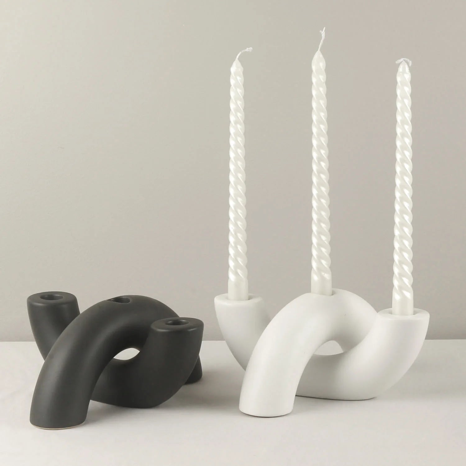 Nordic Geometric Arch Ceramic Candle Holder - Minimalist Pillar Stand