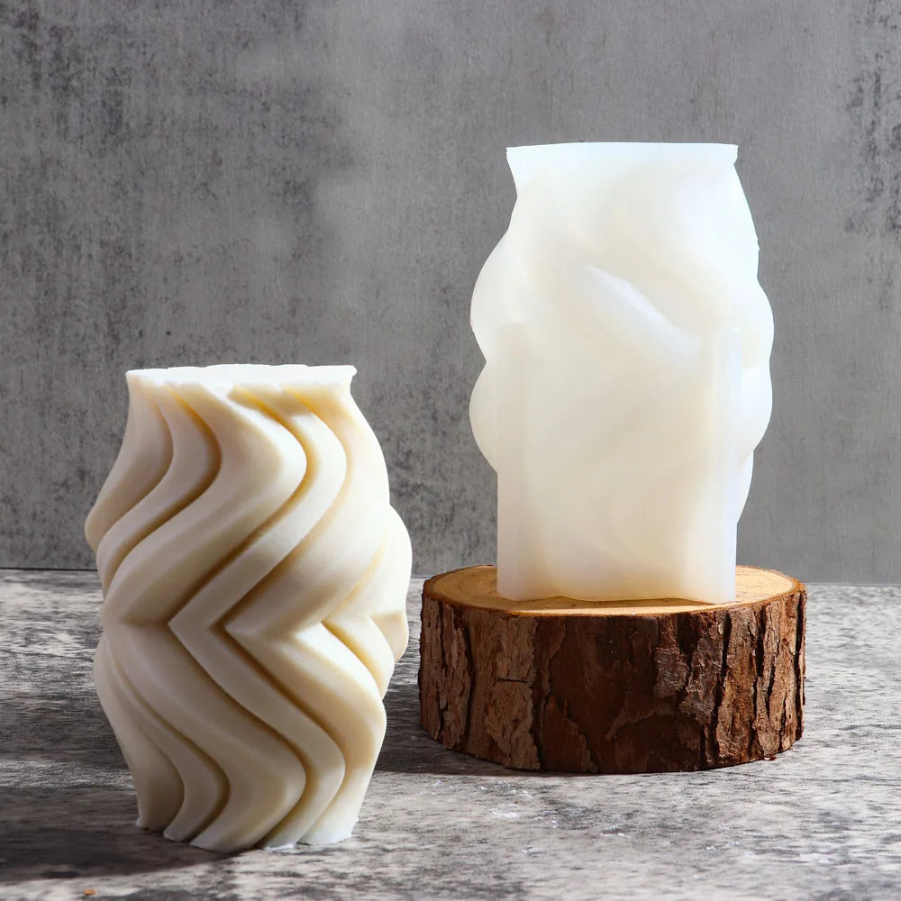 Wavy Stripe Geometric Candle Silicone Mold – DIY Cylindrical Candle