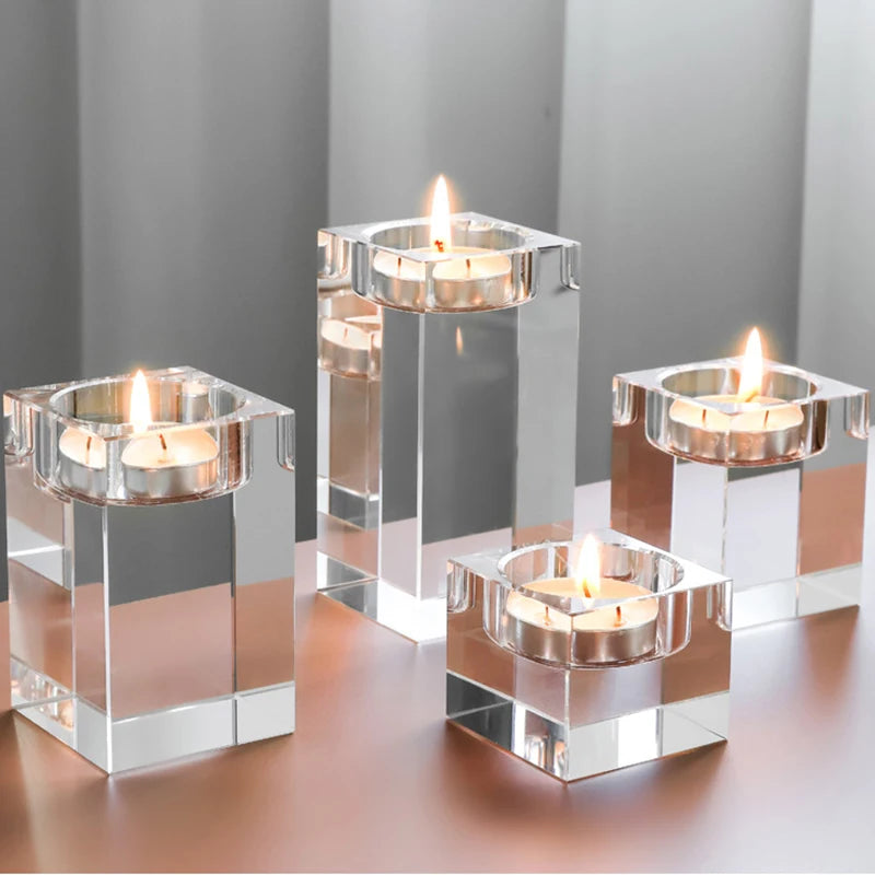 K9 Crystal Tealight Candle Holder - Romantic Modern Table Decor
