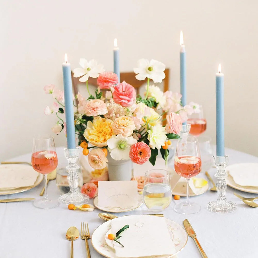 Clear Glass Taper Candle Holder – Nordic Crystal Accent for Cozy Tables & Home Decor