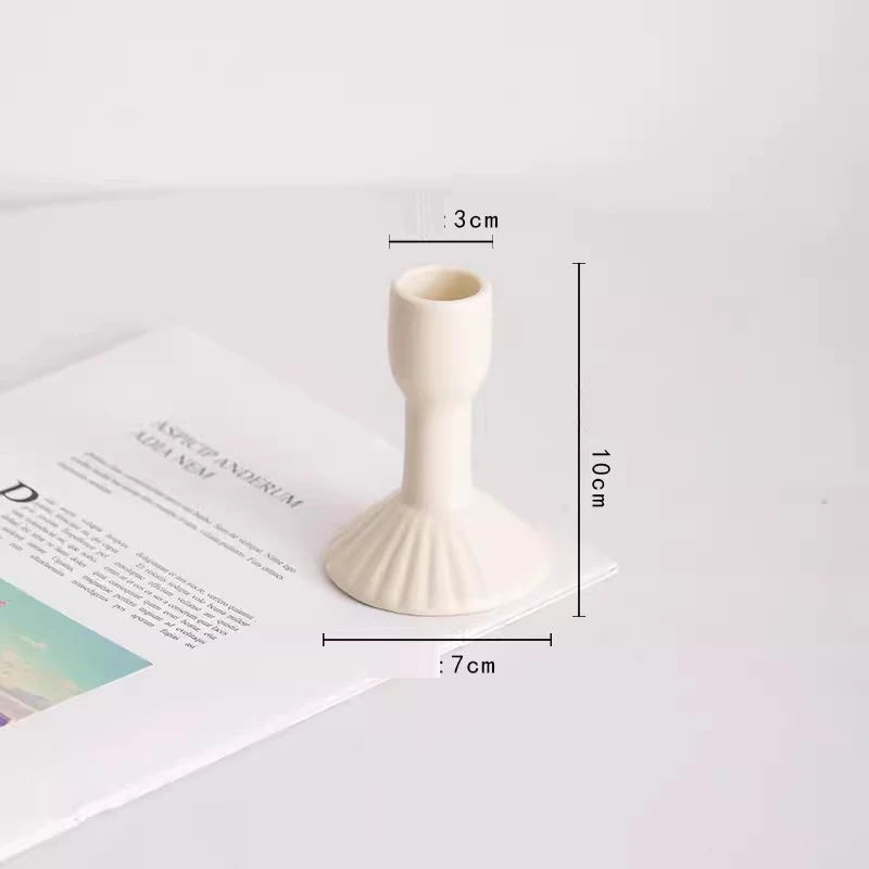 Modern Cream Ceramic Candlestick - Luxury Decorative Accent for Living Spaces