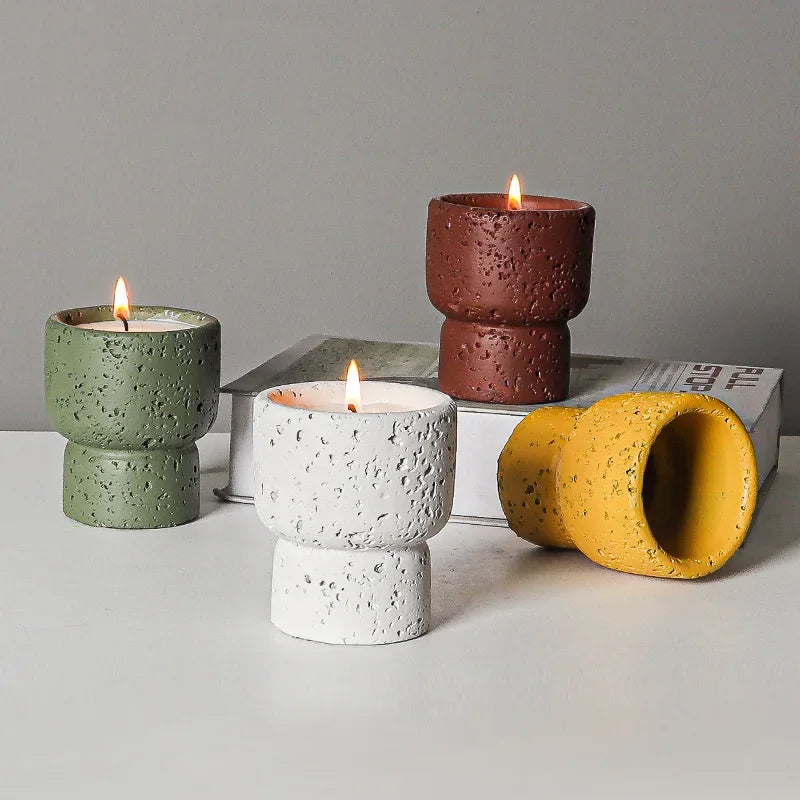 Minimalist Cement Candle Holders - DIY Aromatherapy Cups for Home Decor