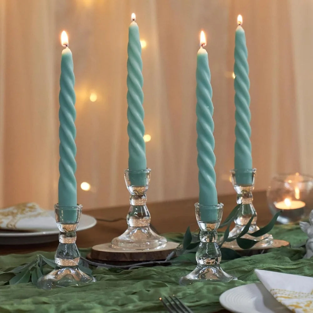 Thickened Clear Glass Taper Candle Holders - Set of 10 for Weddings and Home Décor