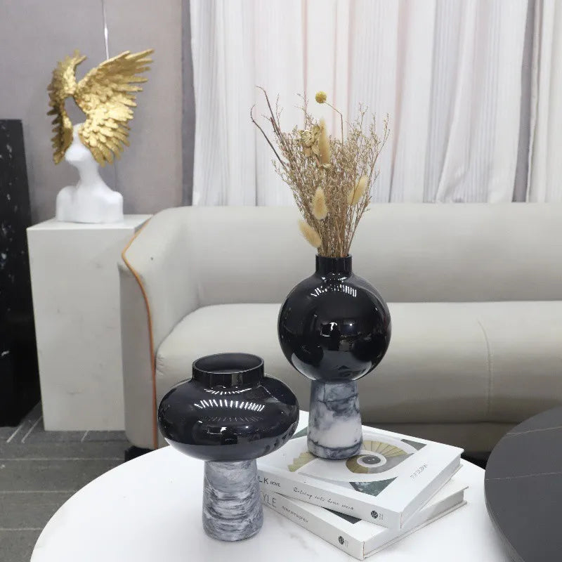 Smoked Glass Marble Vase