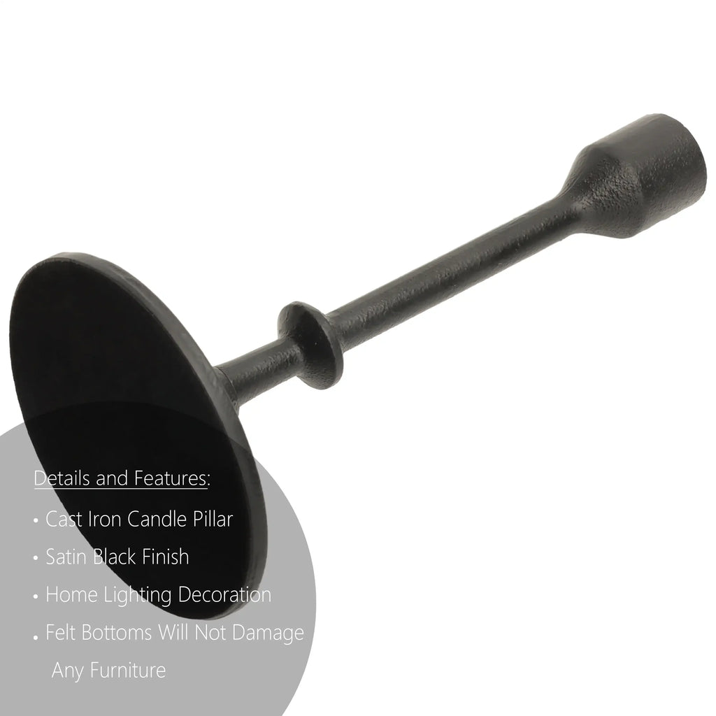 Black Cast Iron Taper Candle Holder Set