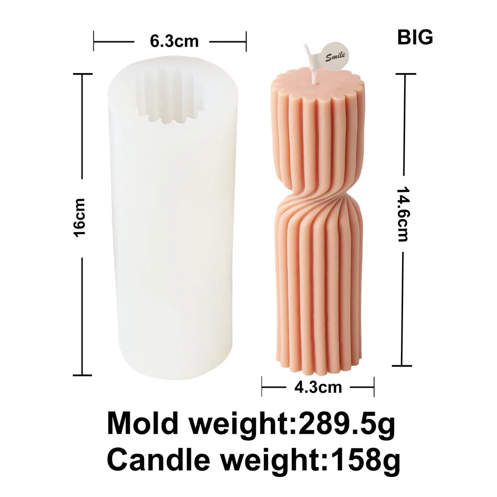 Spiral Cylinder Candle Mold – Artistic Silicone Candle Casting Tool