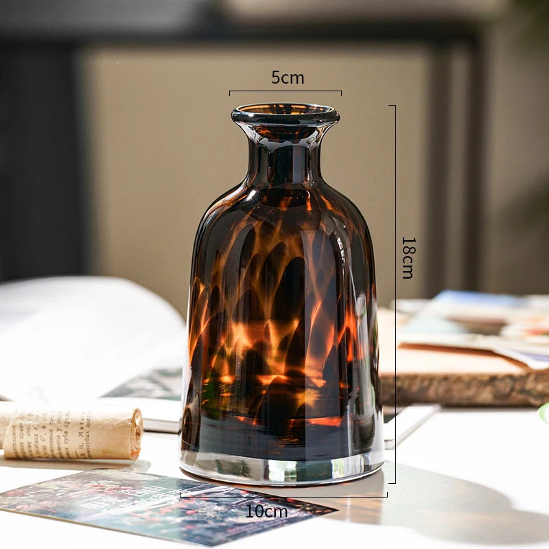 Amber Leopard Glass Vase