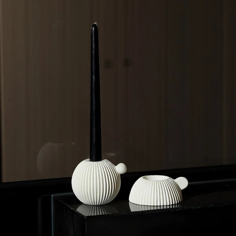 Nordic White Ceramic Candle Holder - Modern Tabletop Home Decor