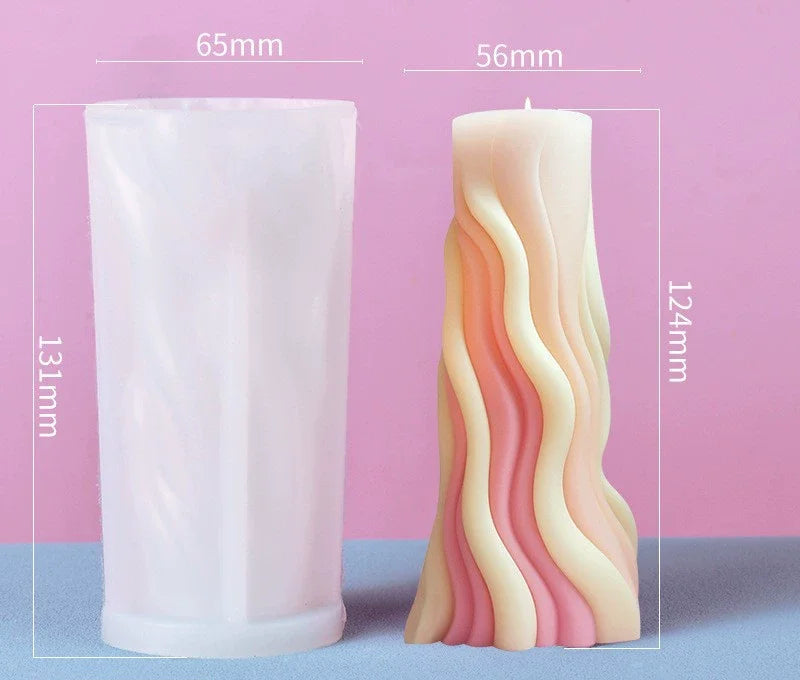 Twisted Wave Silicone Candle Mold – Spiral Geometric Column