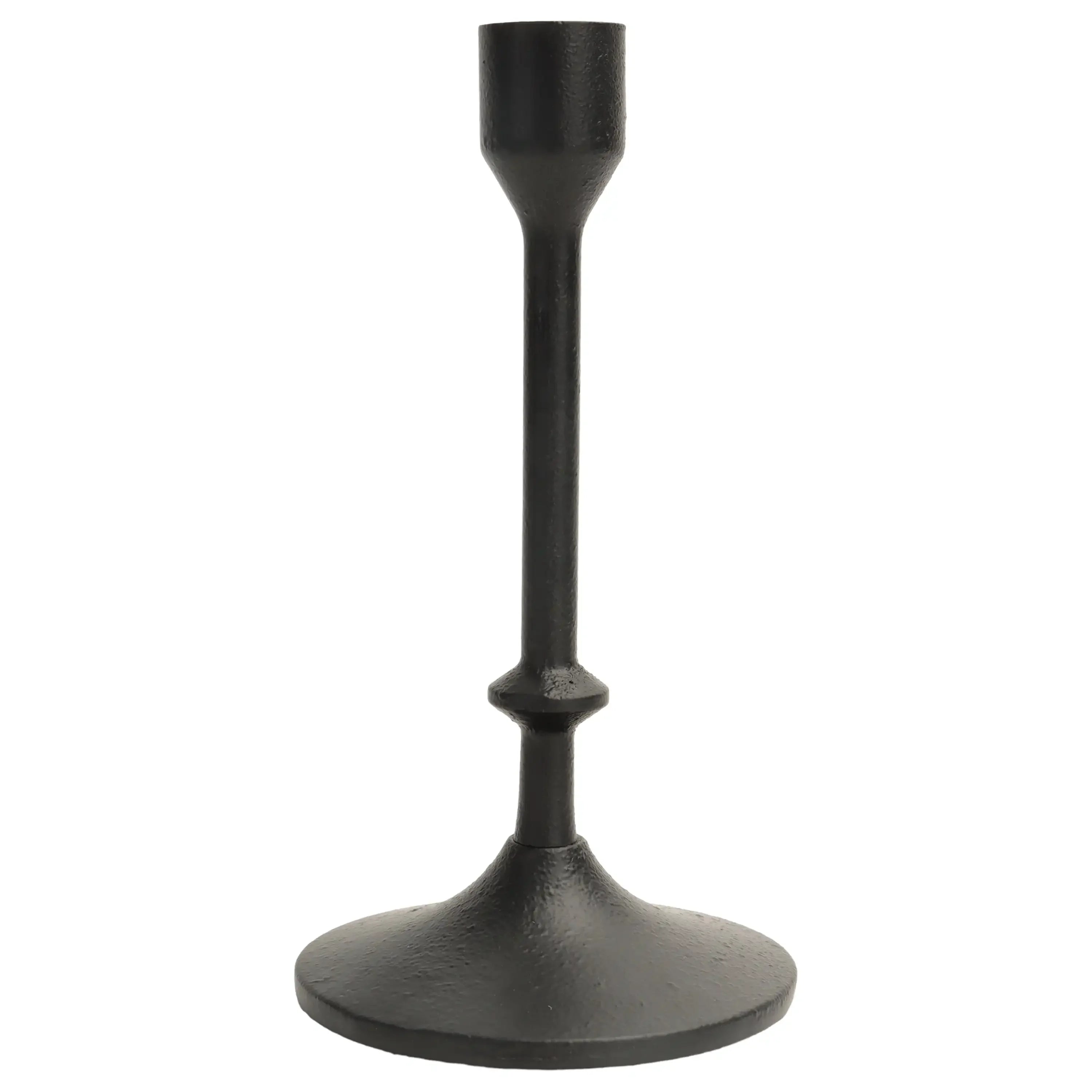 Black Cast Iron Taper Candle Holder - Rustic Farmhouse Centerpiece (7.8")