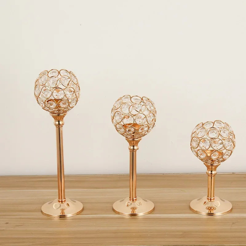 Vintage Crystal Gold Tealight Candle Holder - Elegant Decorative Candle Stand for Home & Events