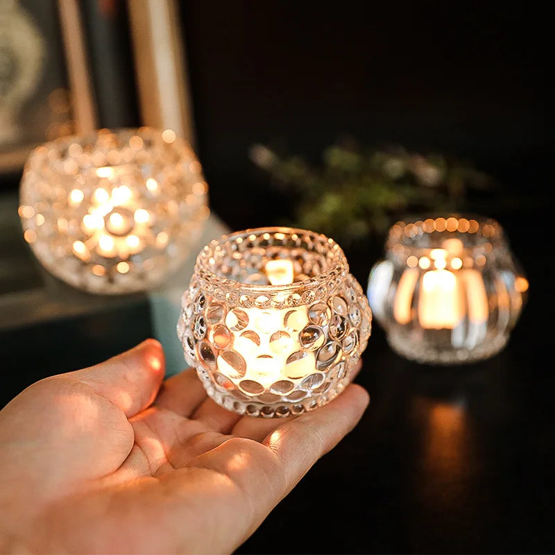 Nordic Pumpkin Glass Candle Holder - Tealight Accent for Home and Bar